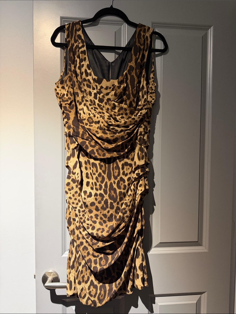 Dolce & Gabbana Leopard Print Drape Dress - Brown/Black